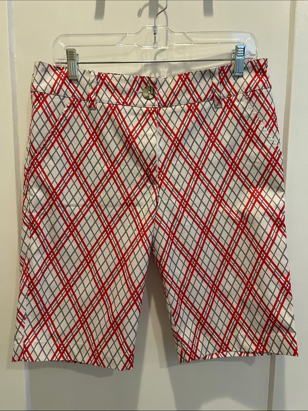 Women's Red Plaid Bermuda Shorts
